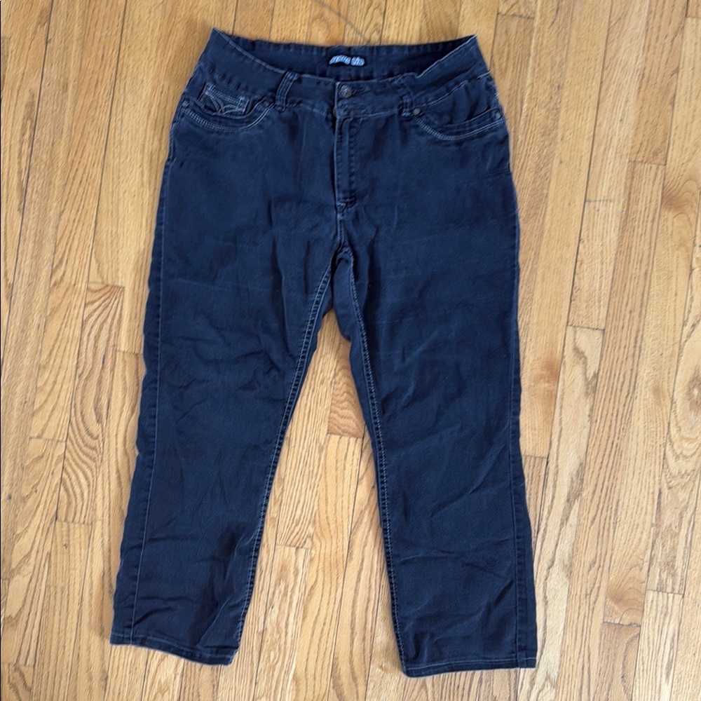 Black Boot Cut Jeans with Contrast Stitching